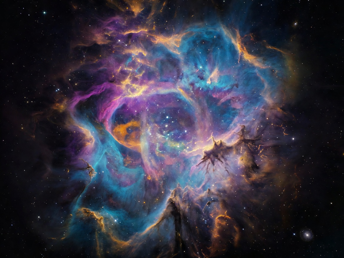 Colorful nebula deep in space